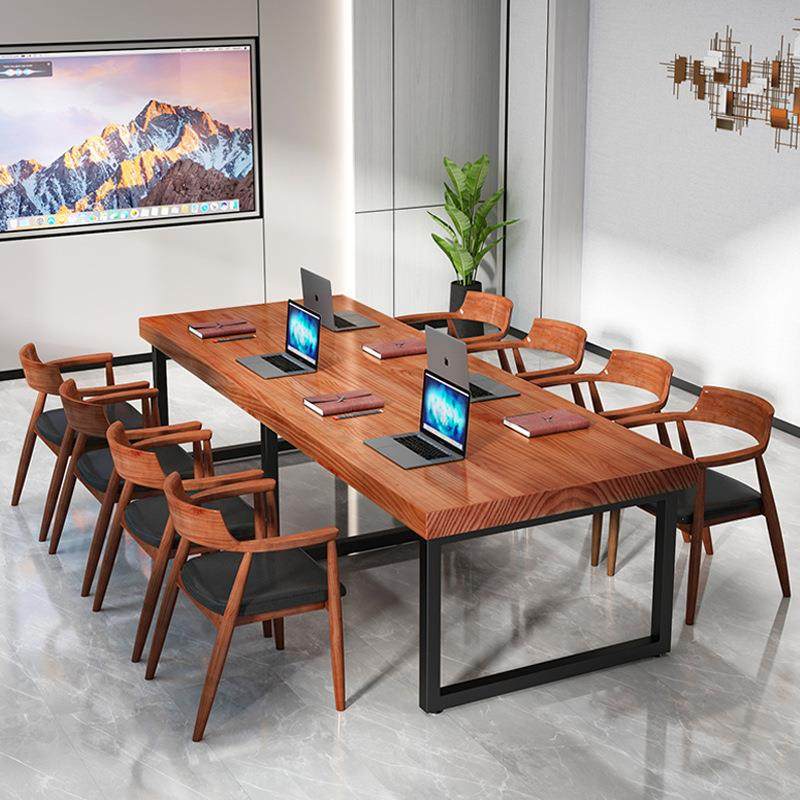 简约实木大型会议桌长桌原木办公长条桌loft工作台电脑桌洽谈桌椅