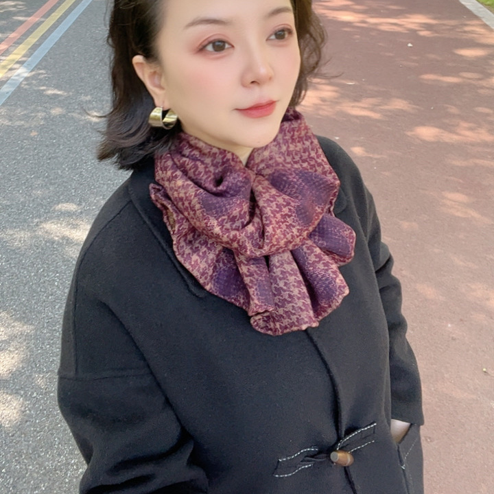 桑蚕丝羊毛【紫韵豹纹】86丝毛方巾双面时尚女士气质丝巾Q731