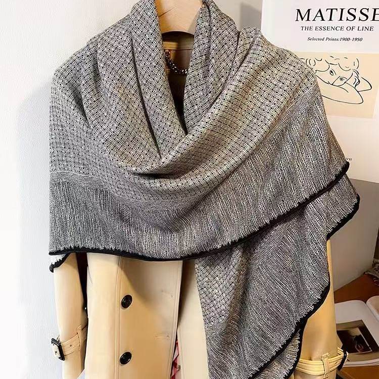 桑蚕丝羊毛【经典小香灰】130丝毛大方巾单面秋冬围巾披肩N727