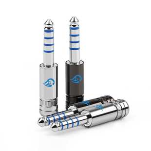 倾音坊蒂铜极光镀銠4.4插头 蒂铜镀佬金砖黑砖4.4平衡插头