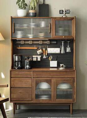 北美黑胡桃木实木餐边柜现代简约樱桃木原木餐厅多功能储物收纳柜