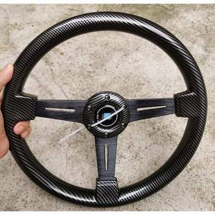 改装方向盘大支架真碳纤通用复古捷达普桑旅行真皮桃木实方向盘