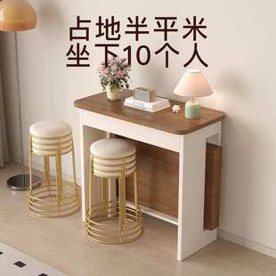 实木折叠餐桌客厅家用胡桃色可变吃饭桌子小户型长方形10人可伸缩