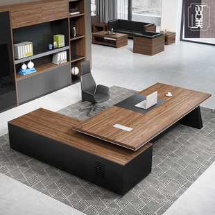 总裁大班台组合主管办公现代简约经理桌新中式班台书柜