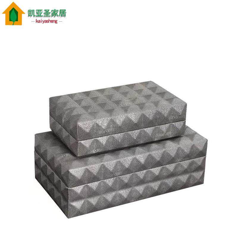 软装家居轻奢皮质创意菠萝纹首饰收纳盒样板间售楼部别墅酒店装饰