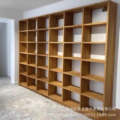 中式老榆木博古架家居多宝阁玄关收纳置物架书房格子组合落地书架