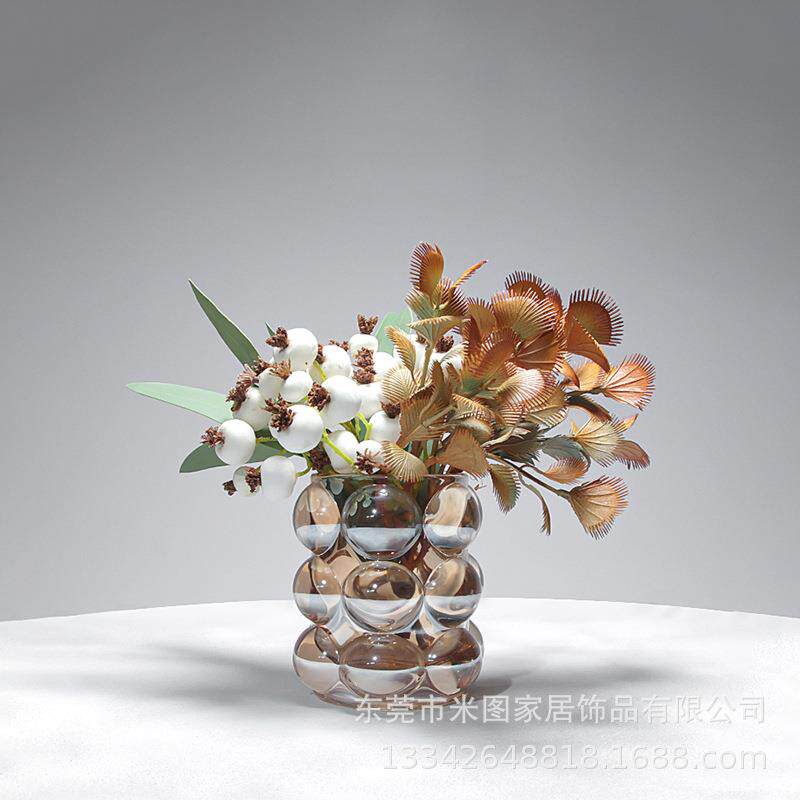 创意工艺品仿真花艺琉璃插花器样板房客厅书房售楼处软装饰品摆件