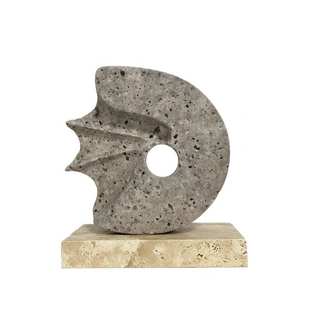 高级感中古风艺术洞石装饰摆件客厅侘寂风壁龛开放格小众桌面摆饰