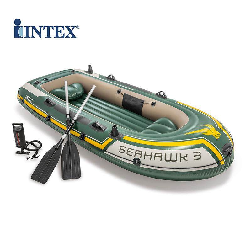 INTEX68380三人加厚皮划艇海鹰充气船气垫钓鱼船冲锋舟折叠橡皮艇