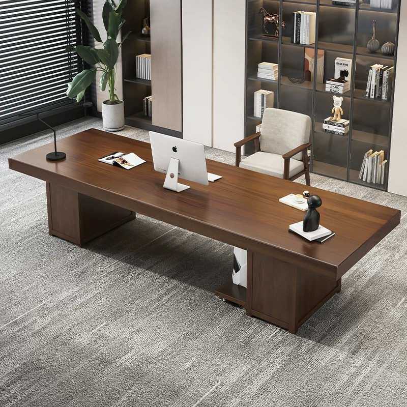 实木办公家具老板桌轻奢高级感办公室主管办公电脑桌简约现代单人