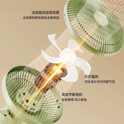 小风扇可夹桌面风扇插电摇头超静音无声超强力2025新款家用办公室