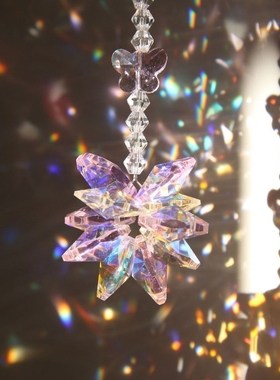 太阳捕手棱光镜水晶雪花吊饰闪闪彩虹水晶女神款车载挂件风铃配件