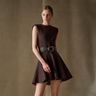 疏时 羊毛连衣裙 紫檀乌木43裁片曲线贴合收腰无袖