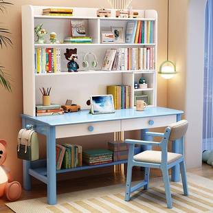 成人办公专用单人简易台式电脑桌椅子学生家用书桌书架一体写字桌
