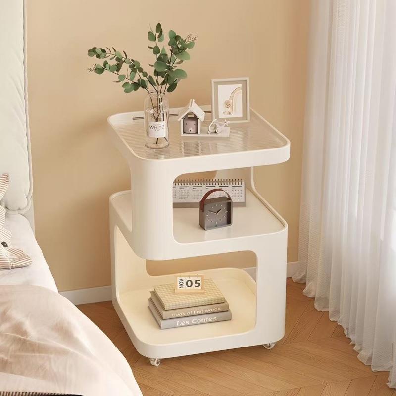 小型床头柜简约现代家用卧室床头置物架子带灯铁艺创意可移动边几