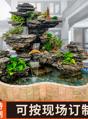 定制新款别墅花园景观英石室内外假山真石山天然石喷泉流水风景