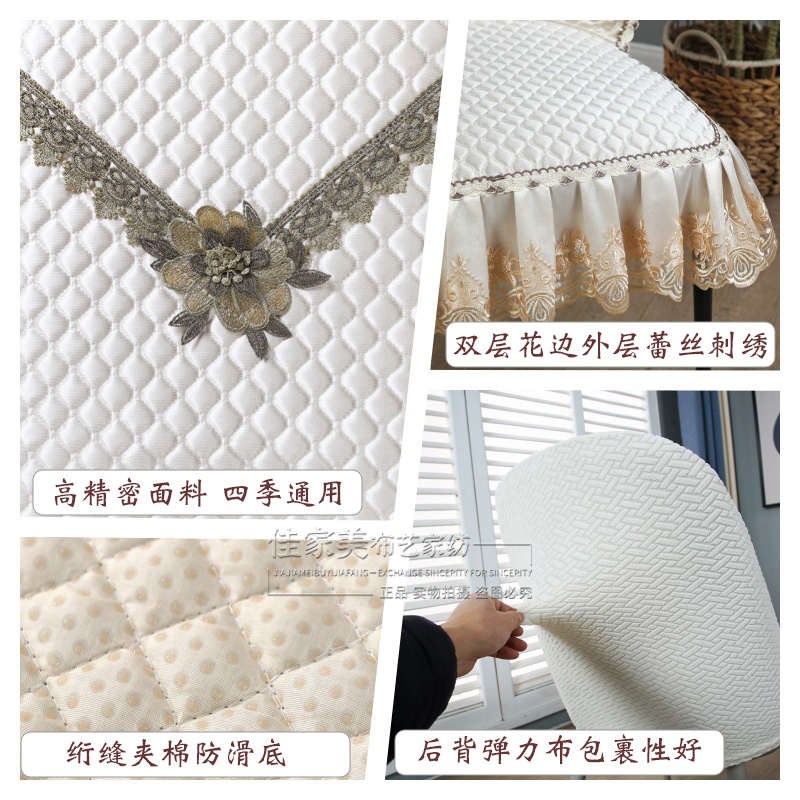 轻奢弧形椅子套罩半扶手a方北欧四季灰米色餐桌椅凳子套餐桌椅套