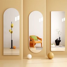 全身镜家用高清免打孔穿衣镜柜门自粘贴墙无框玻璃镜可定制化妆镜