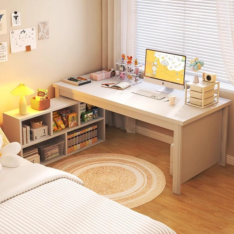 转角电脑桌台式书桌学生家用写字桌书柜一体桌简约卧室小户型桌子