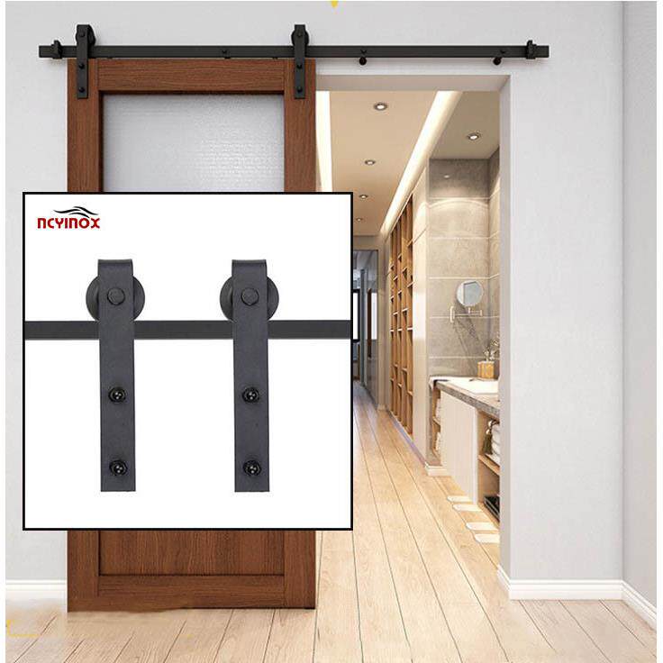 北美热销美式谷仓门木门吊轮移门滑轮带2米拼接轨道可配缓冲器