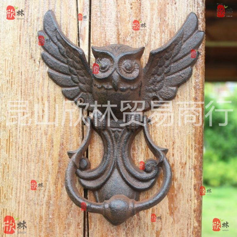 欧式美式工业风铸铁工艺品复古猫头鹰门敲仿古门拉手庭院门把手