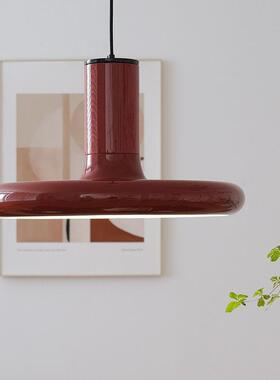 中古vintaeg简约长线吧台灯法式餐厅北欧UFO丹麦复古红色飞盘吊灯