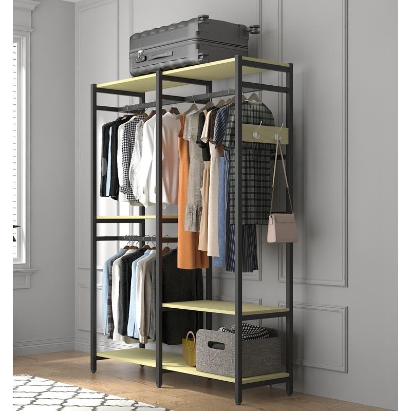 简易落地挂衣架卧室家用公寓出租房环保开放式衣柜帘置物架衣帽间