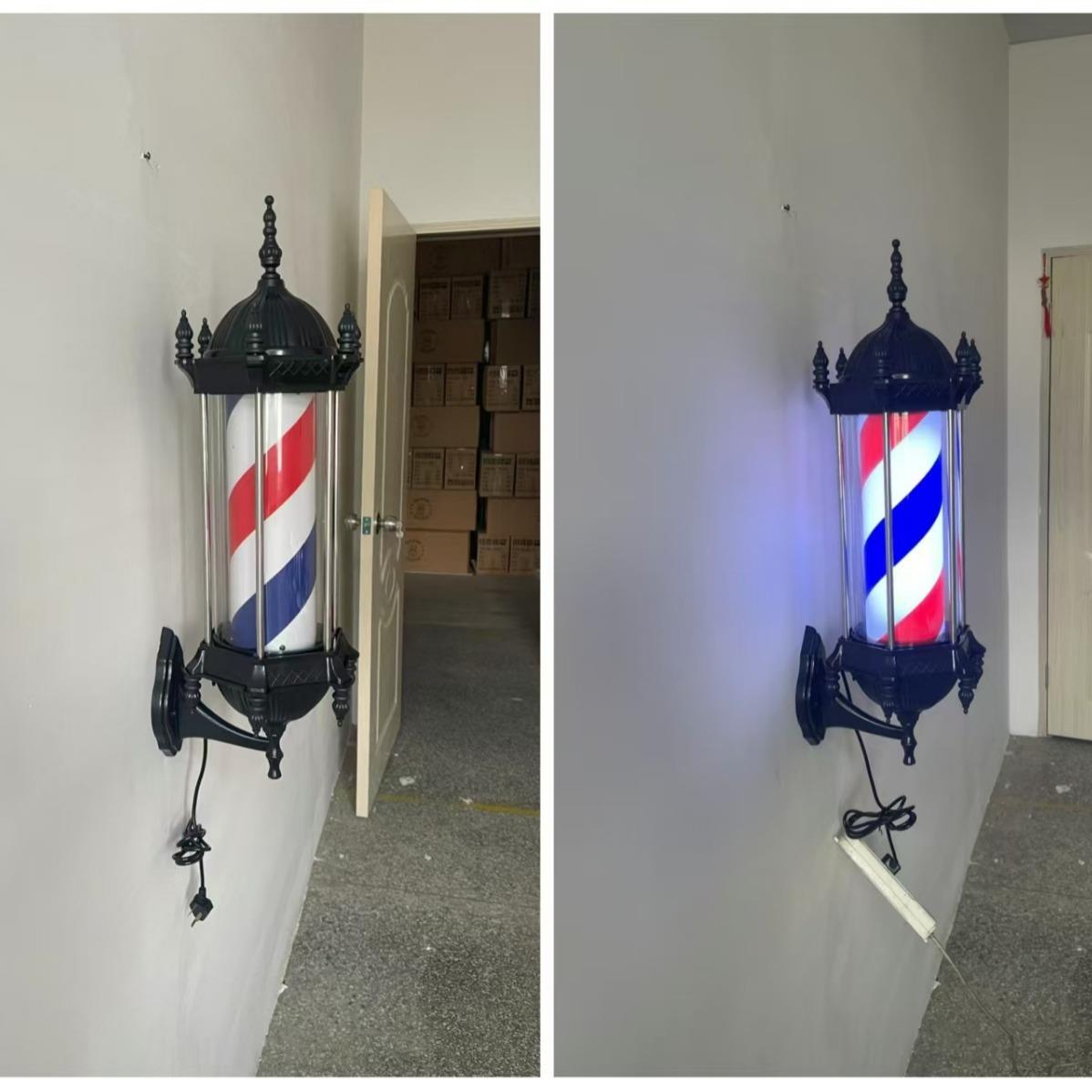 LED欧式复古塑料花枝中艺防水理发店转灯美发店挂墙灯箱发廊标志