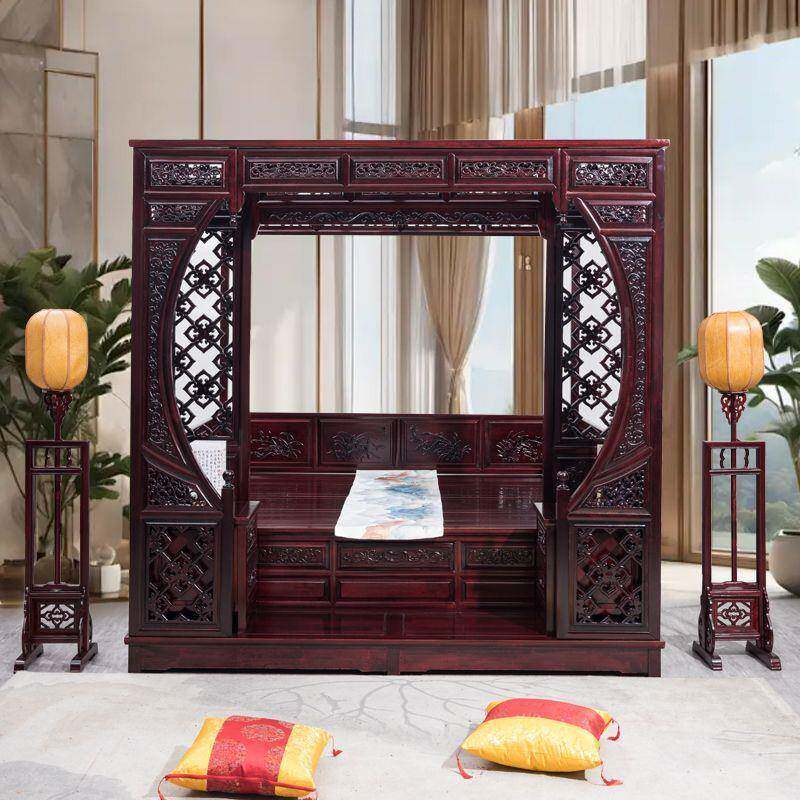 拔仿古踏步床老式古代踏步榆木实木花明清宫廷中式古典架子床