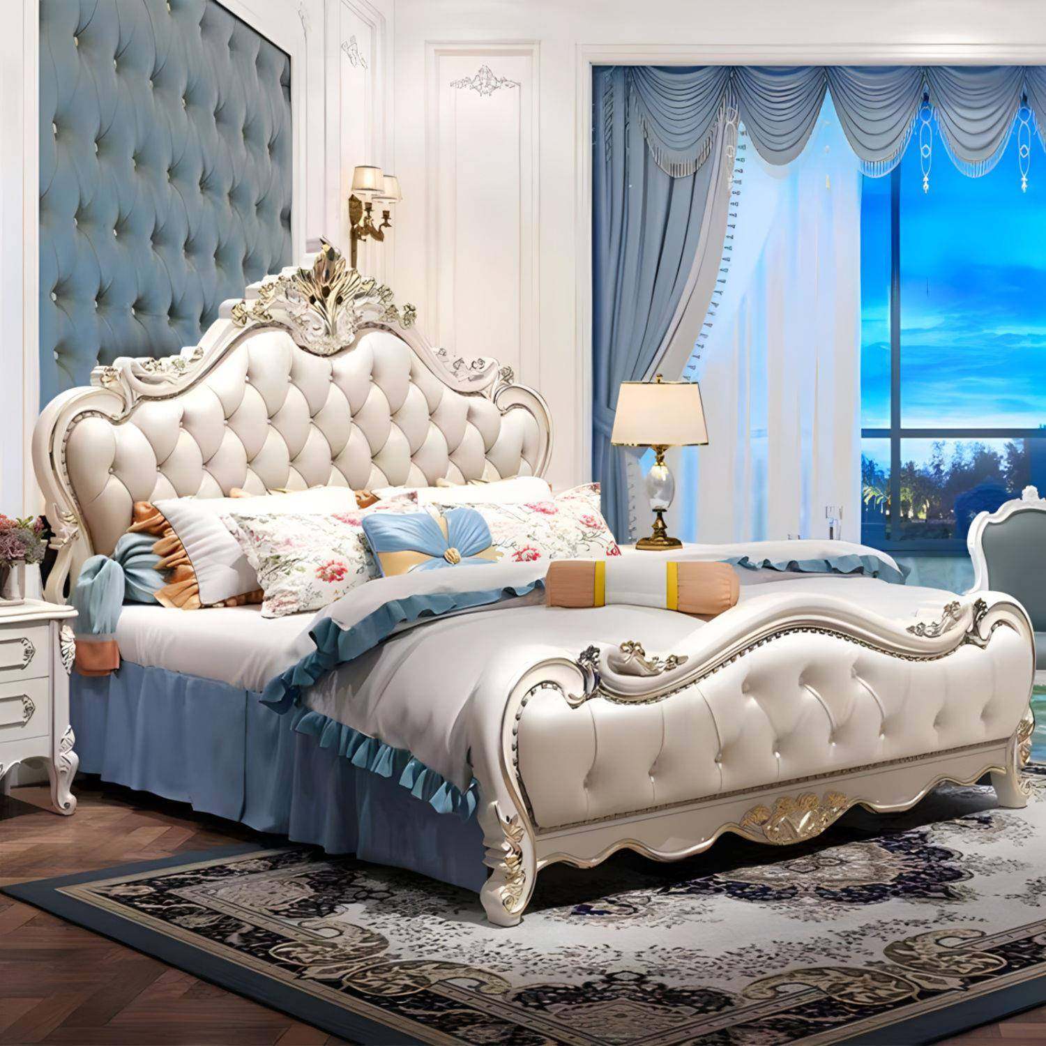 欧式床双人奢华美式高档主卧实木床现代白色公主床简欧家用婚床