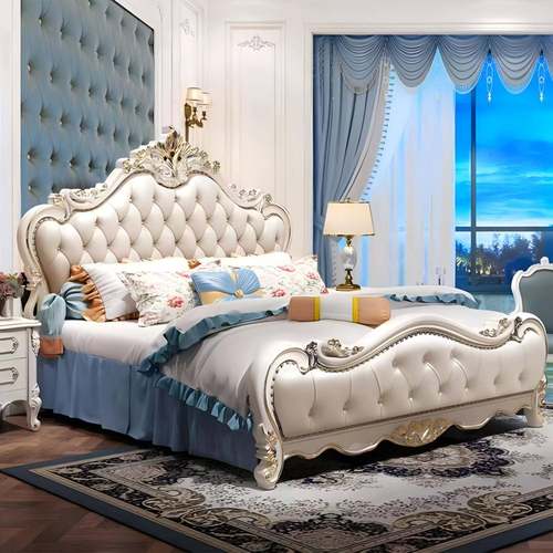 欧式床双人奢华美式高档主卧实木床现代白色公主床简欧家用婚床