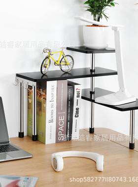 黑色调味架三层双腿竹制置物架转角桌面式调料整理厨房置物架调味