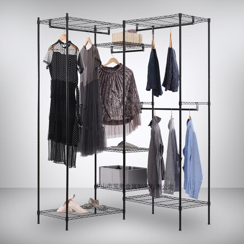 川井转角大容量现代衣服挂衣架家用全钢衣柜组合式简约衣橱衣帽架