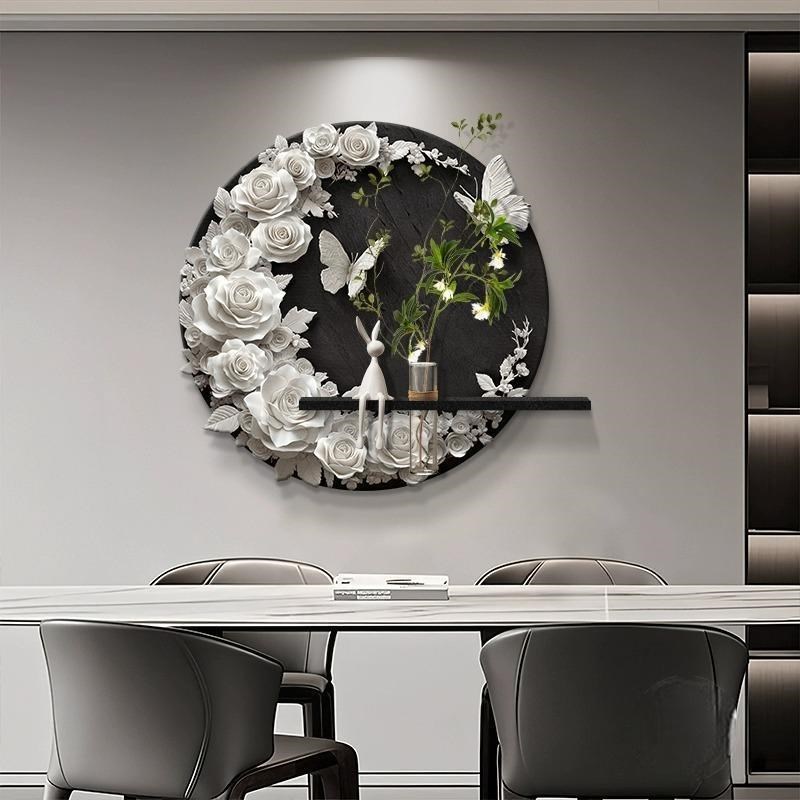 水培绿植餐厅装饰画2025新款简约高级感立体客厅壁画蝴蝶花卉挂画图片