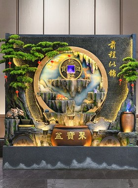 假山喷泉水幕墙流水屏风客厅景观庭院装饰品墙办公室鱼池招财摆件
