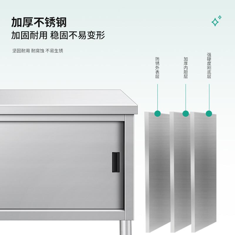 加厚304不锈钢推拉门工作台焊接碗碟柜餐厅厨房打荷台操作台商用