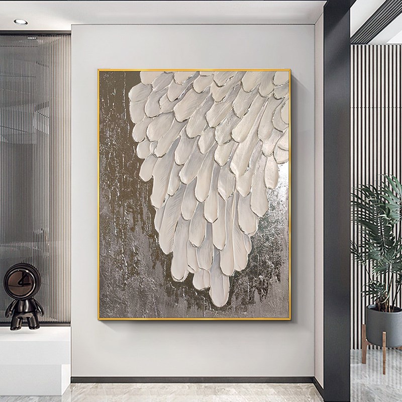 玄关油画轻奢客厅挂画简约抽象肌理画美式墙面装饰高级感走廊壁画图片
