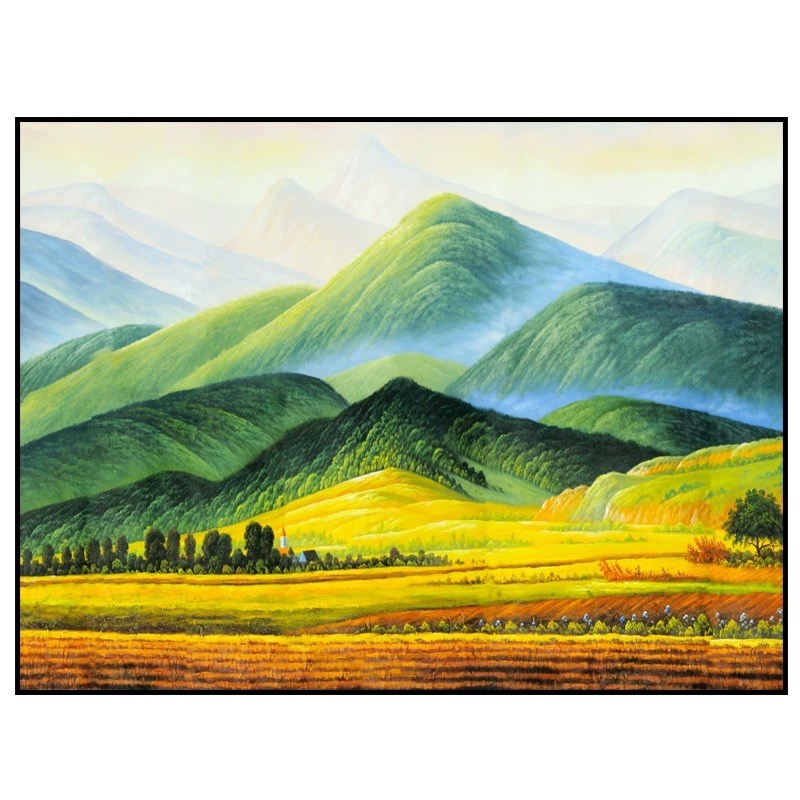 巨人山客厅背景墙装饰画招财有靠山无水壁画卧室餐厅过道风景挂画图片