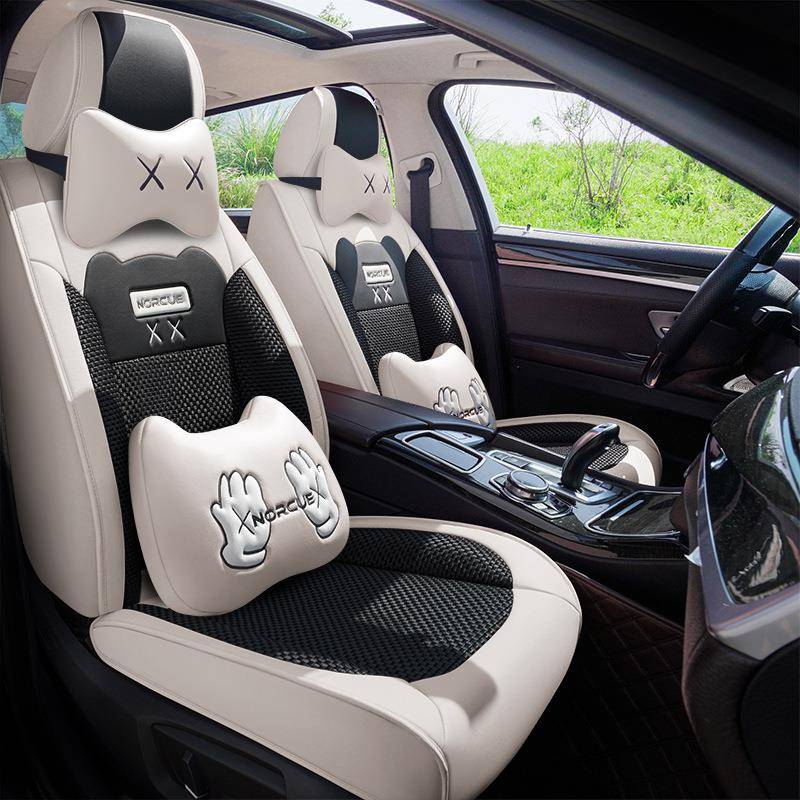 汽车坐垫卡通全包围座椅套四季通用座套24新款网红冰丝夏季车座垫