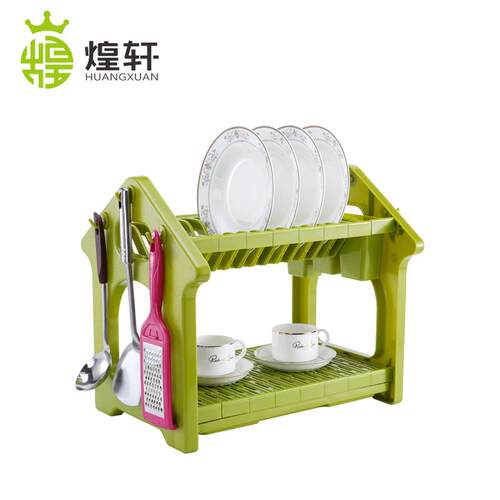 厨房碗碟置物架ABS沥水架房型双层碗架rack碗盘现代简约风