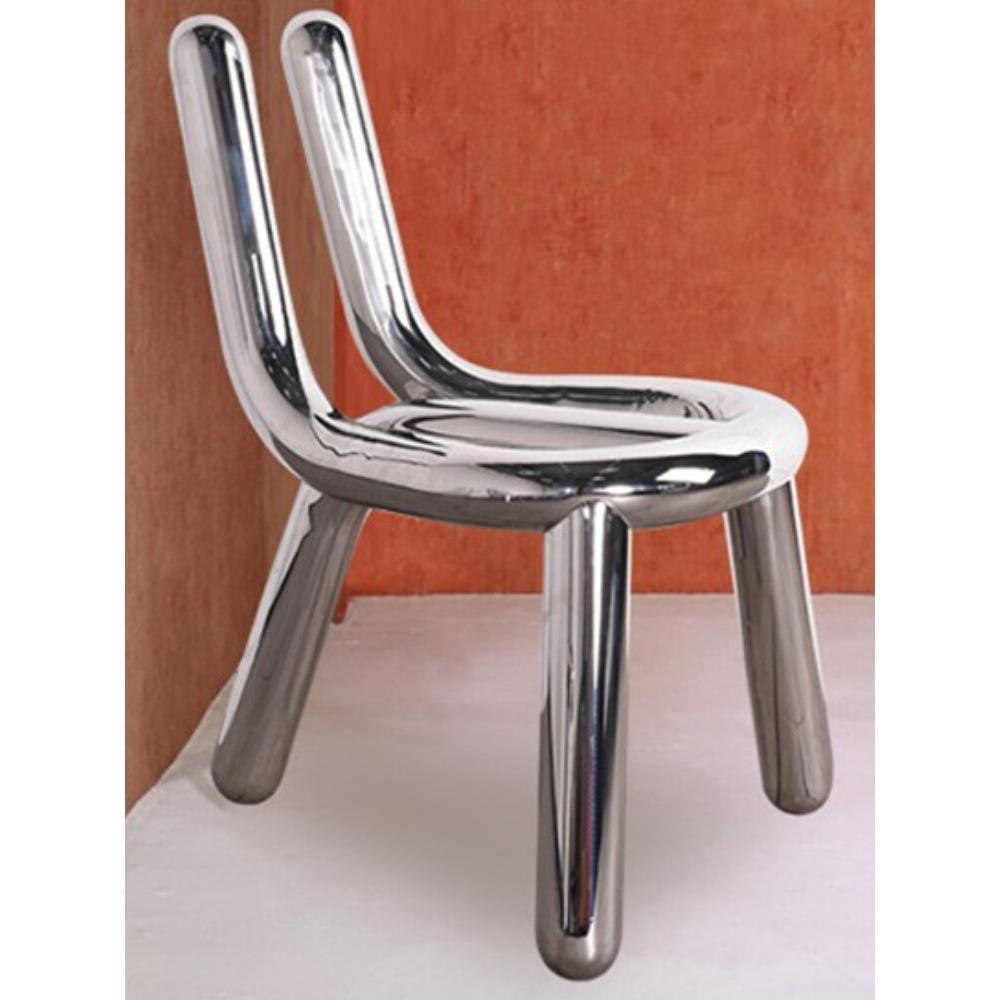 轻奢不锈钢网红椅设计师弯管创意椅子异形曲线艺术凳现代简约拍照