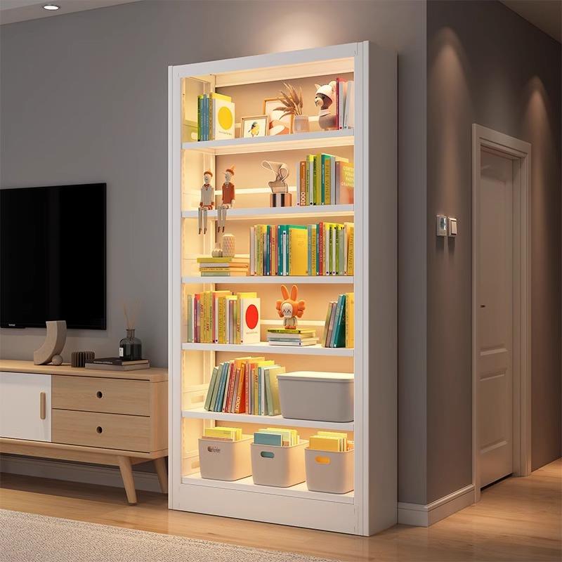 家用钢制书架落地书柜儿童书籍架图书馆书房铁艺现代简约置物架