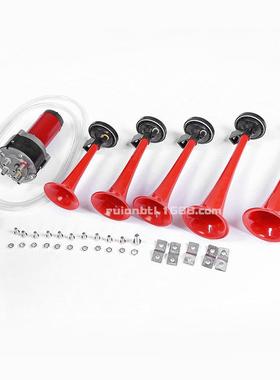 五管音乐气喇叭12V爵士乐汽车气喇叭改装气喇叭红管红色电机