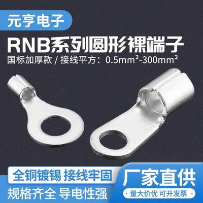 无绝缘护套圆形端子国标RNB紫铜冷压端头铜线鼻接线冷压接线端字