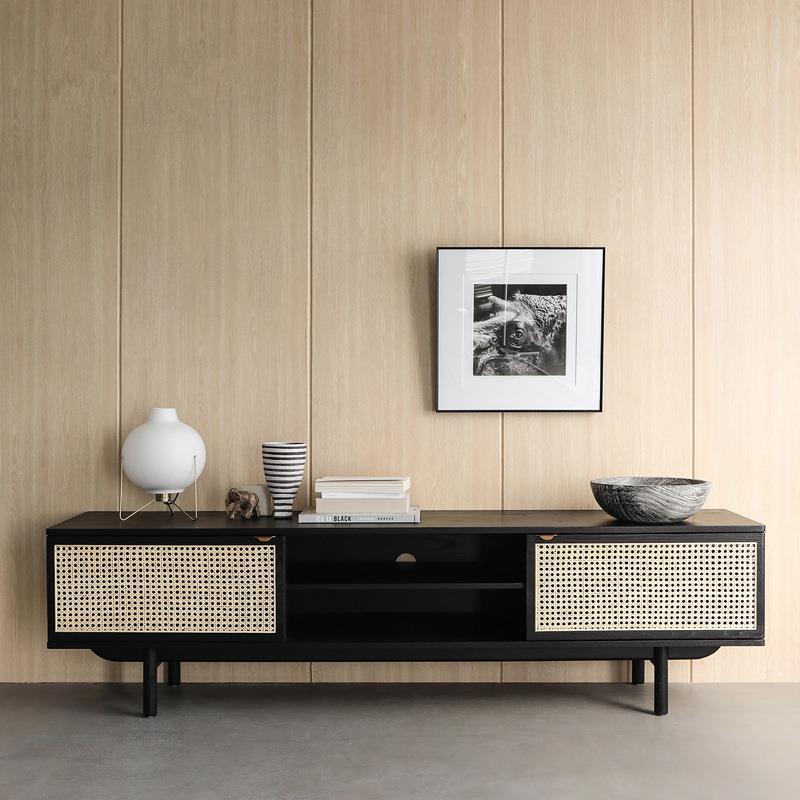 北欧表情电视柜茶几组合螣编双门黑色客厅视听柜简约家具
