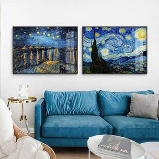 【折扣价】欧式梵高装饰画客厅墙挂画美式卧室丰收油画餐厅玄关走