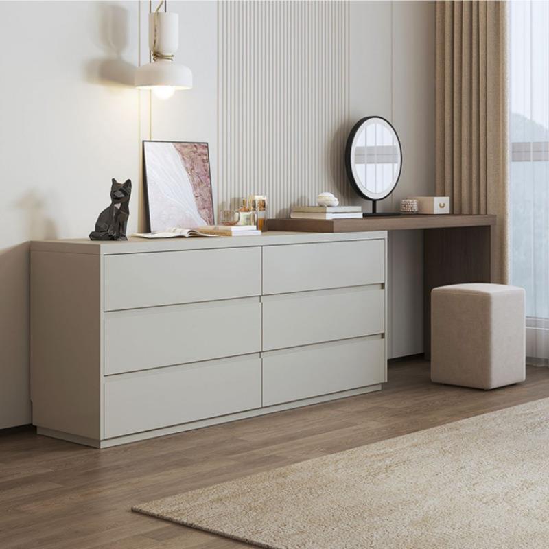 志光意式极简梳妆台斗柜一体卧室电视柜化妆桌组合床尾收纳六斗柜