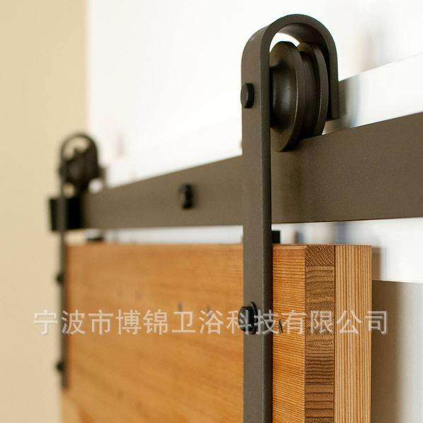 J型谷仓门吊轨五金配件套装滑动推拉门静音导轨轨道吊轮滑轨滑轮