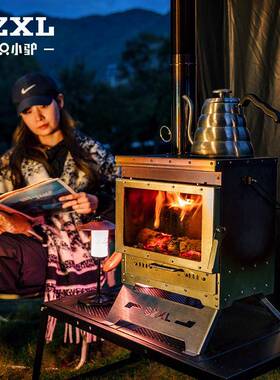真火燃木柴壁炉大师柴火炉户外冬季取暖炉烧柴壁炉精致露营观火玻