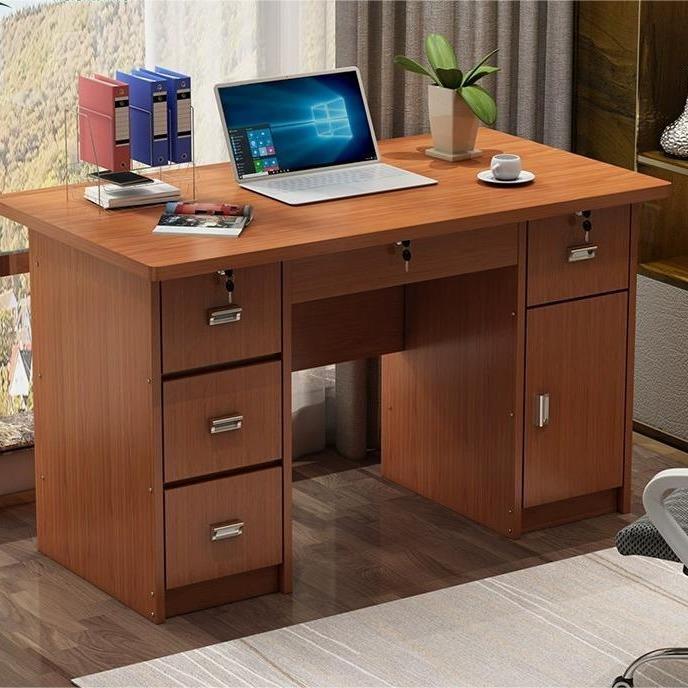 办公电脑桌带主机位写字台带抽屉带锁简约现代台式电脑桌卧室书桌